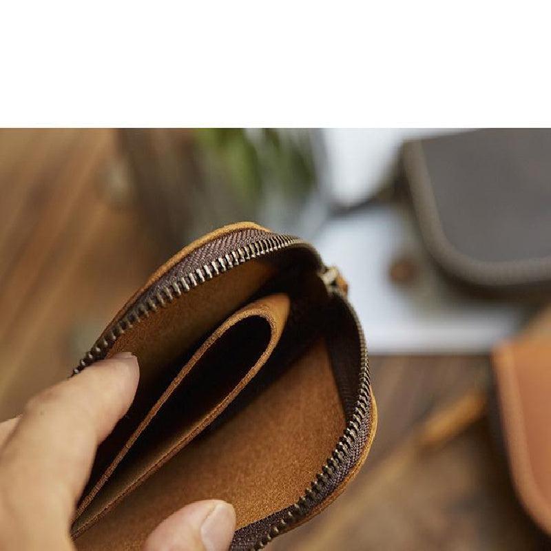 Crazy Horse Leather Wallet Men's Coin Purse Money Clip