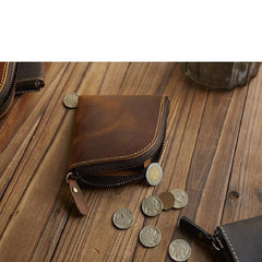 Crazy Horse Leather Wallet Men's Coin Purse Money Clip