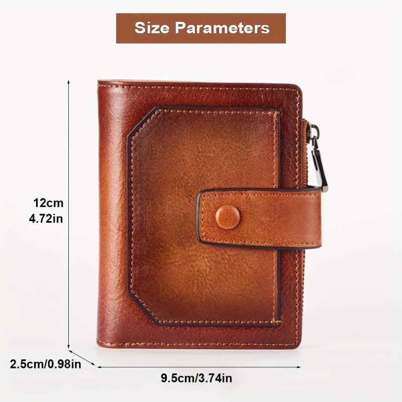 Men's Leather Wallet RFID Trifold Short Multifunction Money Clip