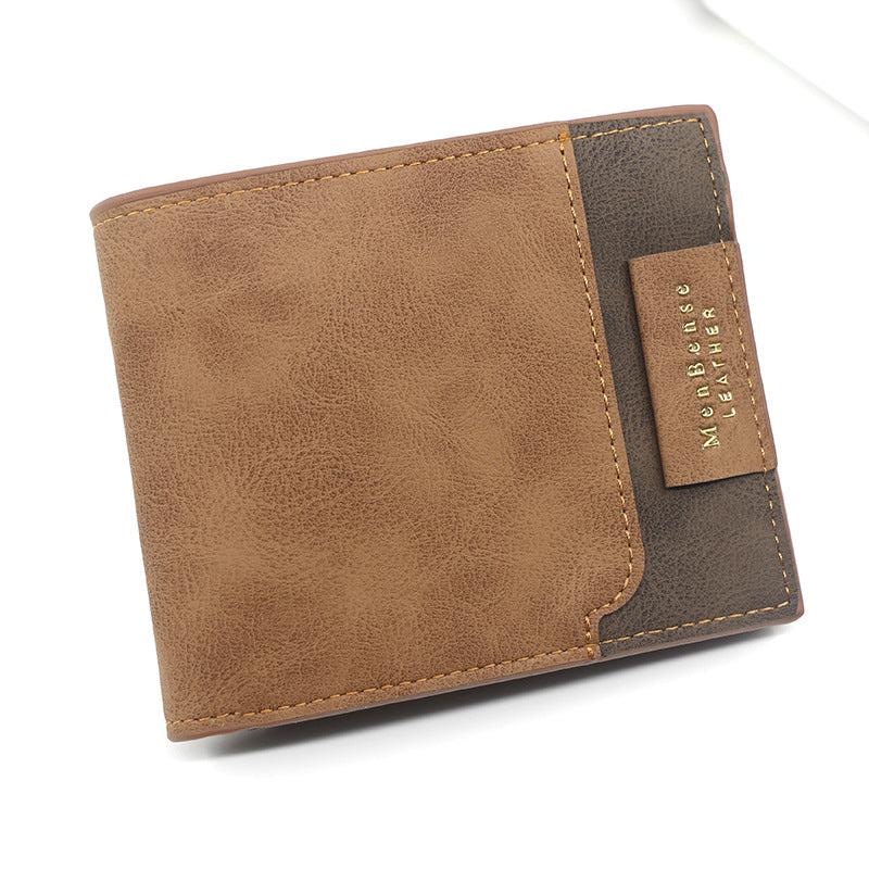 Men's Business Striped PU Leather Wallet Money Clip