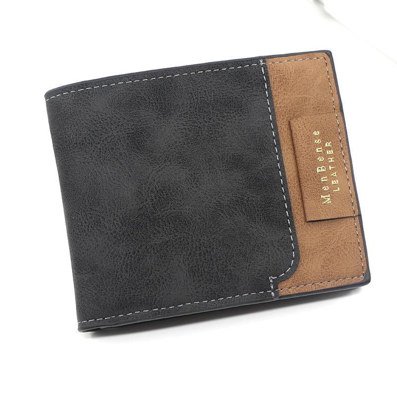 Men's Business Striped PU Leather Wallet Money Clip