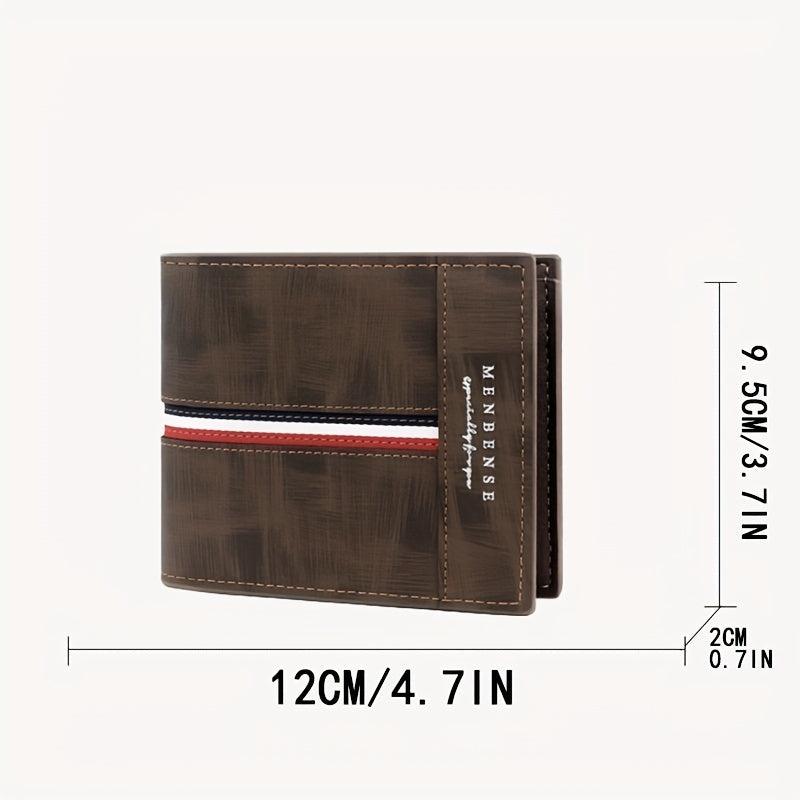 Men's Business Striped PU Leather Wallet Money Clip