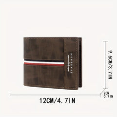 Men's Business Striped PU Leather Wallet Money Clip