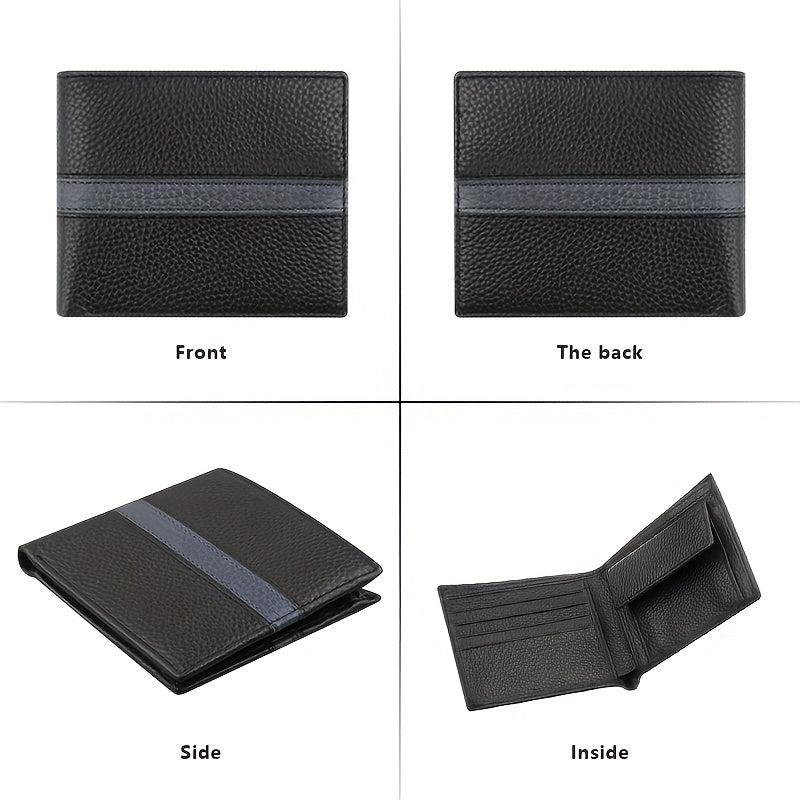 Men's RFID Blocking Short Leather Wallet with Coin Pouch