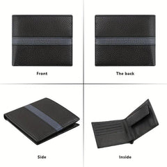 Men's RFID Blocking Short Leather Wallet with Coin Pouch