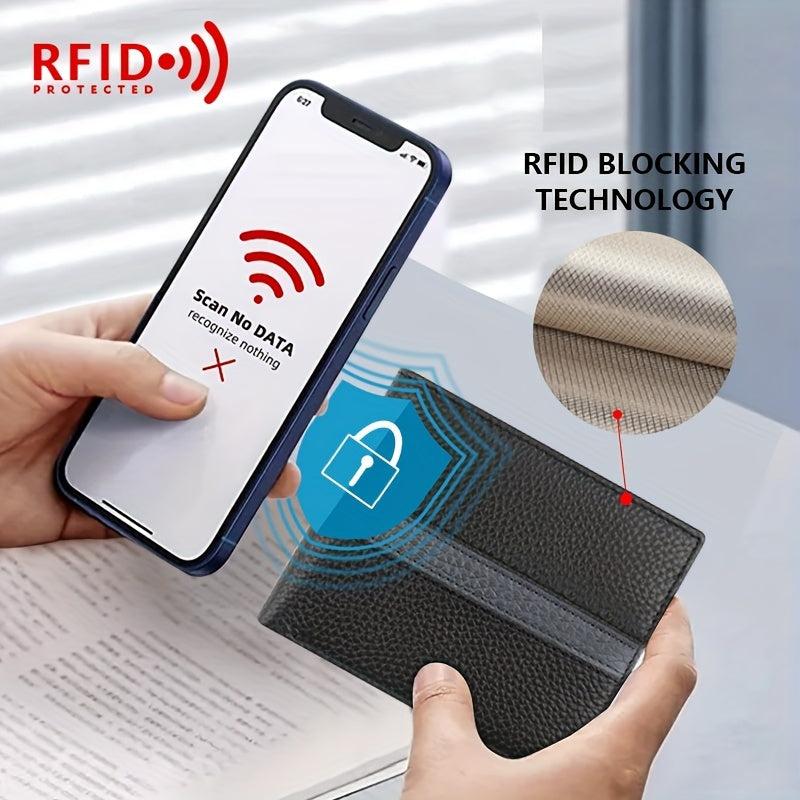 Men's RFID Blocking Short Leather Wallet with Coin Pouch