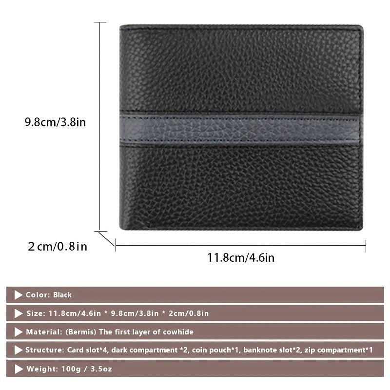 Men's RFID Blocking Short Leather Wallet with Coin Pouch