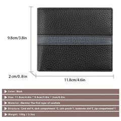 Men's RFID Blocking Short Leather Wallet with Coin Pouch