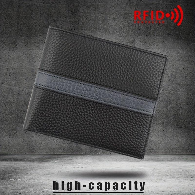 Men's RFID Blocking Short Leather Wallet with Coin Pouch