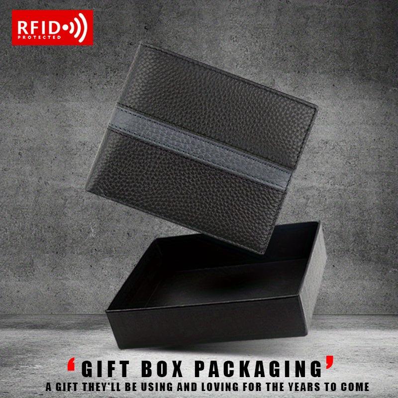 Men's RFID Blocking Short Leather Wallet with Coin Pouch