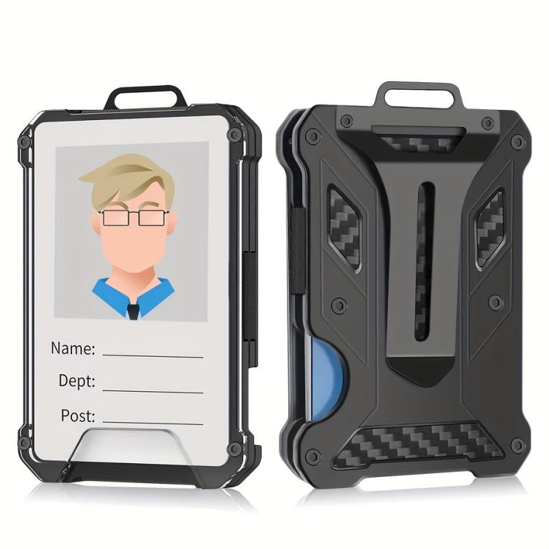 Men's Carbon Fiber Aluminum Wallet RFID Blocking Money Clip