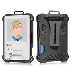 Men's Carbon Fiber Aluminum Wallet RFID Blocking Money Clip