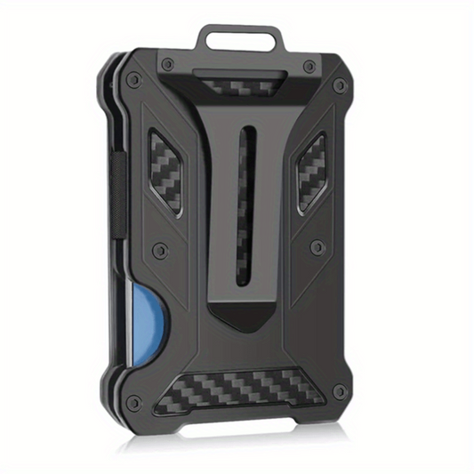 Men's Carbon Fiber Aluminum Wallet RFID Blocking Money Clip