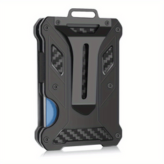 Men's Carbon Fiber Aluminum Wallet RFID Blocking Money Clip