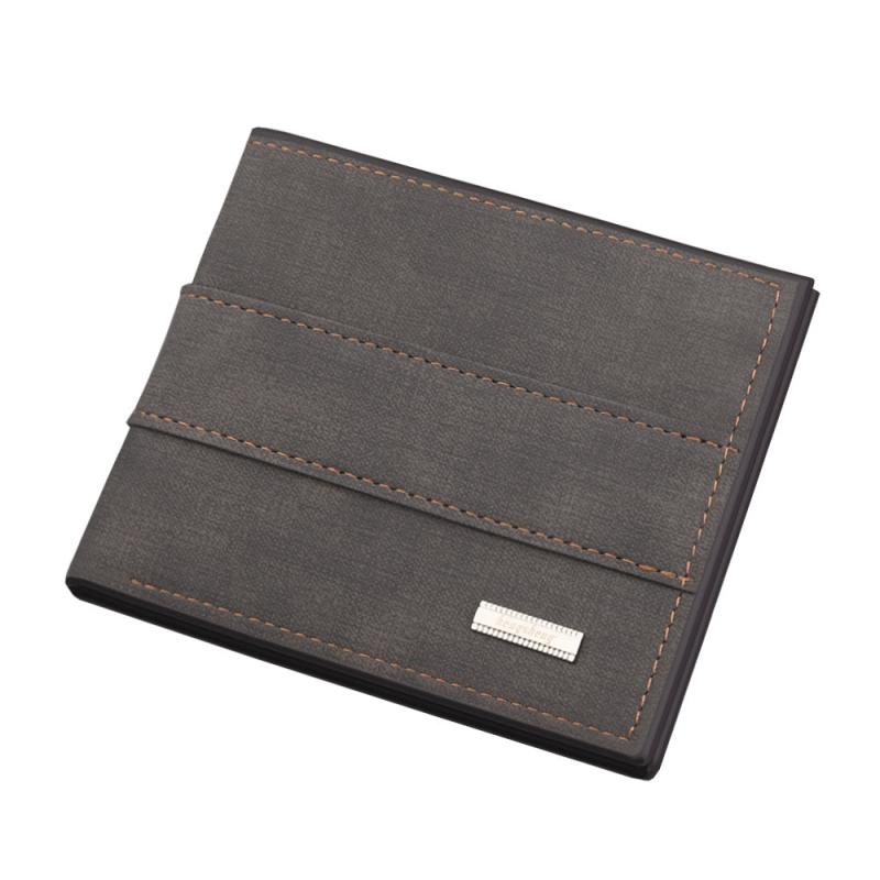 Men's Striped Portable Wallet Deep Coffee Light Coffee