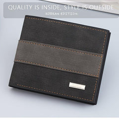 Men's Striped Portable Wallet Deep Coffee Light Coffee