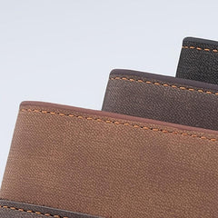 Men's Striped Portable Wallet Deep Coffee Light Coffee