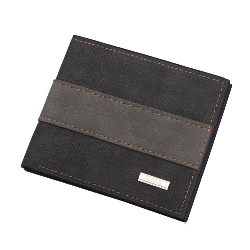 Men's Striped Portable Wallet Deep Coffee Light Coffee