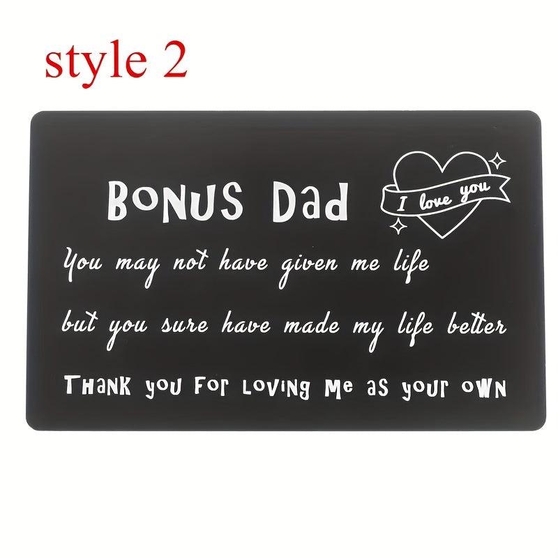 Bonus Dad I Love You Engraved Wallet Insert Card Gift for Stepfather