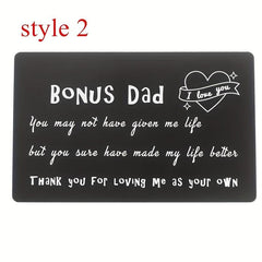 Bonus Dad I Love You Engraved Wallet Insert Card Gift for Stepfather
