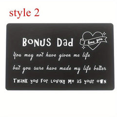 Bonus Dad I Love You Engraved Wallet Insert Card Gift for Stepfather
