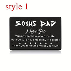 Bonus Dad I Love You Engraved Wallet Insert Card Gift for Stepfather
