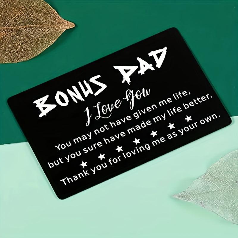 Bonus Dad I Love You Engraved Wallet Insert Card Gift for Stepfather