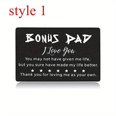 Bonus Dad I Love You Engraved Wallet Insert Card Gift for Stepfather
