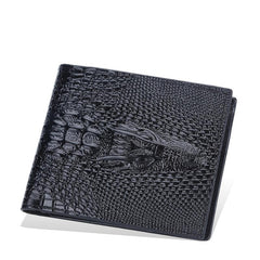 Men's Short Wallet Crocodile Head Coin Purse PU Card Bag