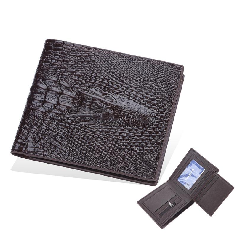 Men's Short Wallet Crocodile Head Coin Purse PU Card Bag