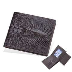 Men's Short Wallet Crocodile Head Coin Purse PU Card Bag
