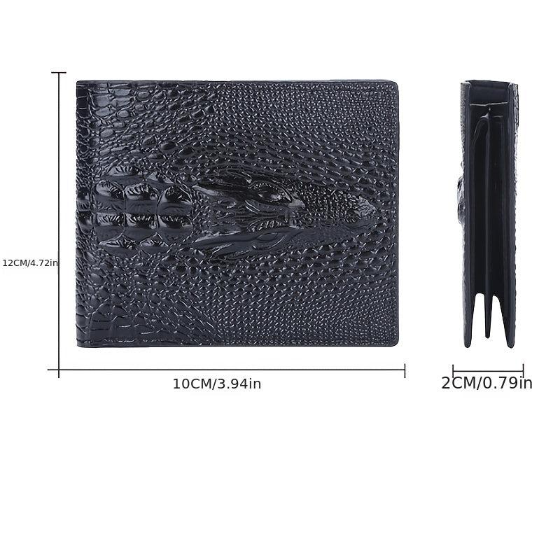 Men's Short Wallet Crocodile Head Coin Purse PU Card Bag
