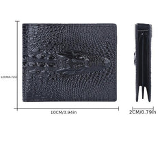 Men's Short Wallet Crocodile Head Coin Purse PU Card Bag