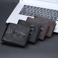 Men's Short Wallet Crocodile Head Coin Purse PU Card Bag