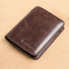 Vintage Leather Men's Wallet RFID Bifold Thin Credit Card Front Pocket