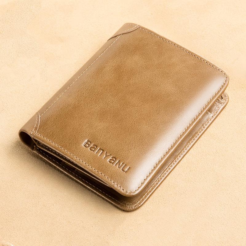 Vintage Leather Men's Wallet RFID Bifold Thin Credit Card Front Pocket