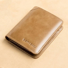 Vintage Leather Men's Wallet RFID Bifold Thin Credit Card Front Pocket