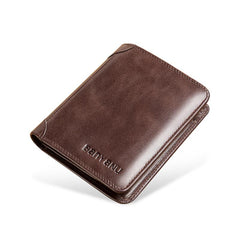 Vintage Leather Men's Wallet RFID Bifold Thin Credit Card Front Pocket