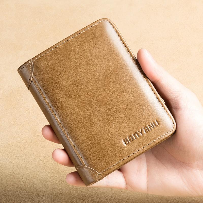 Vintage Leather Men's Wallet RFID Bifold Thin Credit Card Front Pocket