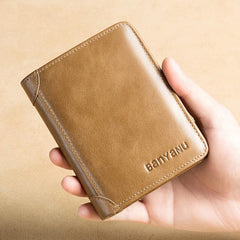 Vintage Leather Men's Wallet RFID Bifold Thin Credit Card Front Pocket