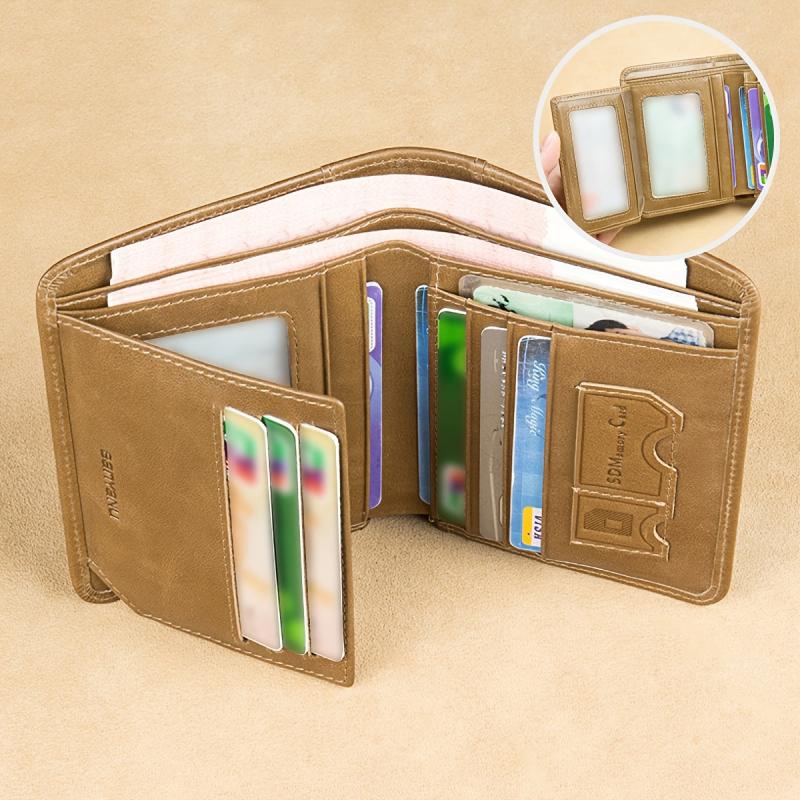 Vintage Leather Men's Wallet RFID Bifold Thin Credit Card Front Pocket