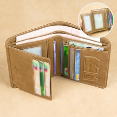 Vintage Leather Men's Wallet RFID Bifold Thin Credit Card Front Pocket