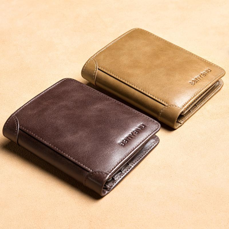 Vintage Leather Men's Wallet RFID Bifold Thin Credit Card Front Pocket