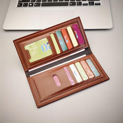 Men's Business Long Wallet Soft Leather Money Clip