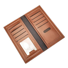 Men's Business Long Wallet Soft Leather Money Clip