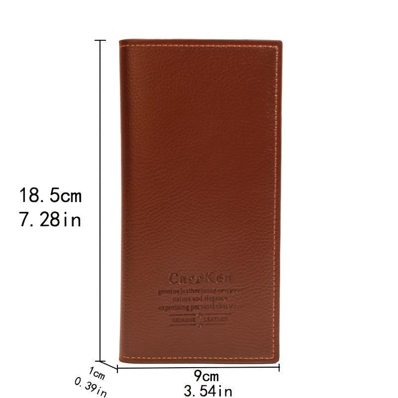 Men's Business Long Wallet Soft Leather Money Clip