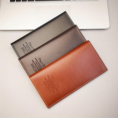 Men's Business Long Wallet Soft Leather Money Clip
