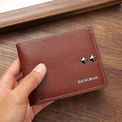 Men's Lychee Pattern Wallet Card Slots Large Capacity Soft PU Leather Money Clip