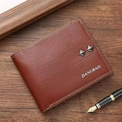 Men's Lychee Pattern Wallet Card Slots Large Capacity Soft PU Leather Money Clip