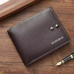 Men's Lychee Pattern Wallet Card Slots Large Capacity Soft PU Leather Money Clip